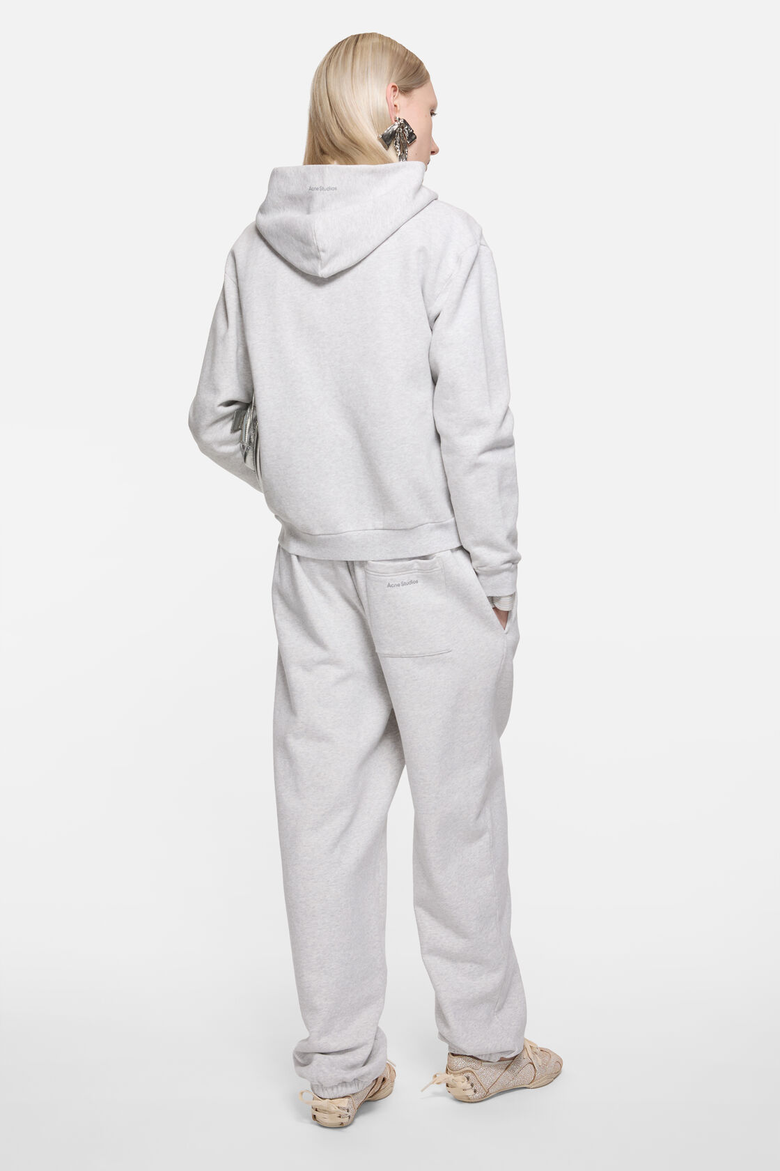Face zip-up hoodie, Pale Grey Melange, 2000x