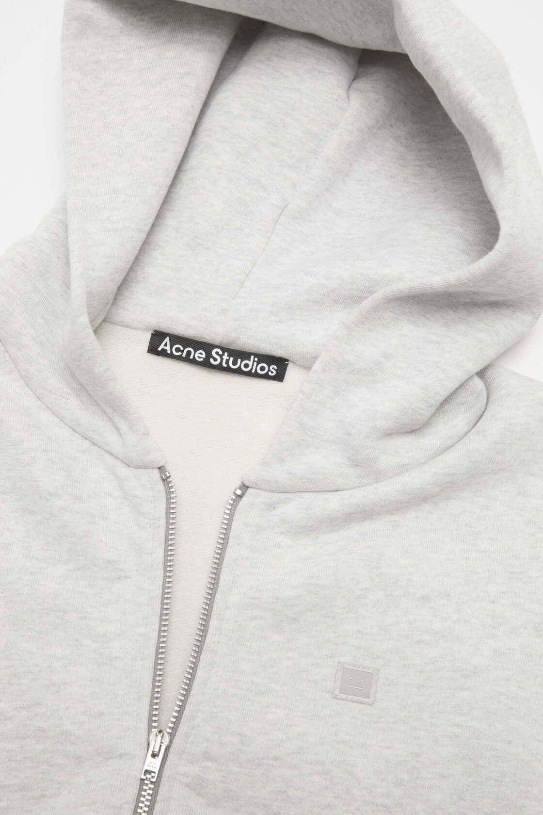 Face zip-up hoodie, Pale Grey Melange, 2000x