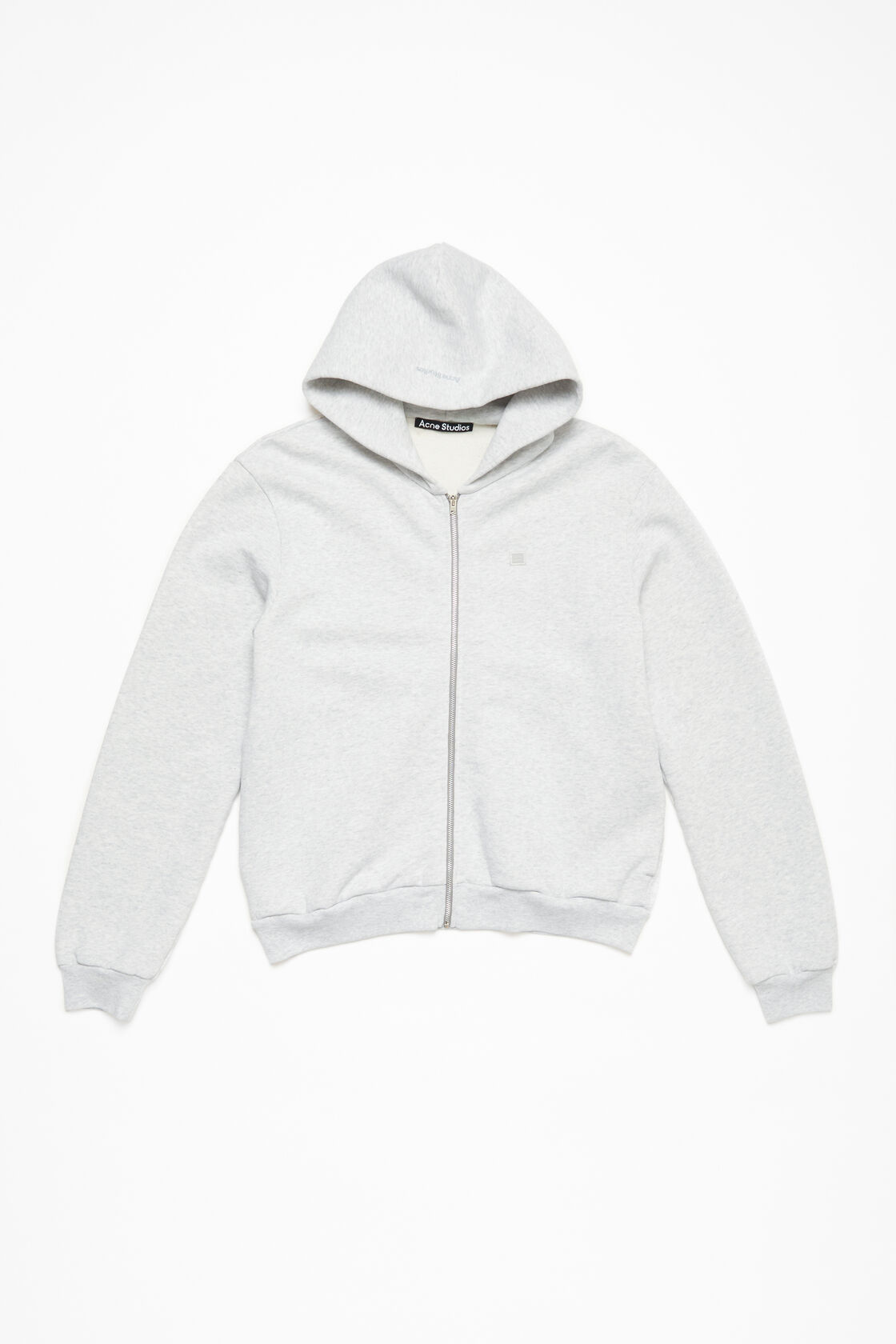Face zip-up hoodie, Pale Grey Melange, 2000x