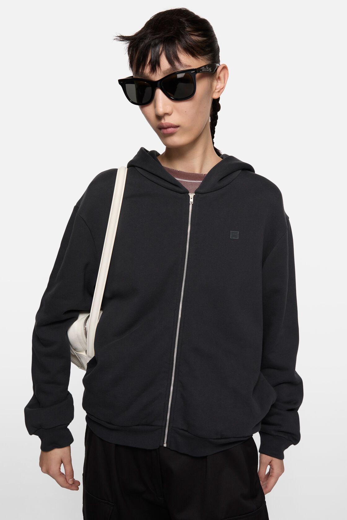 Face logo zip-up hoodie, Black, 2000x