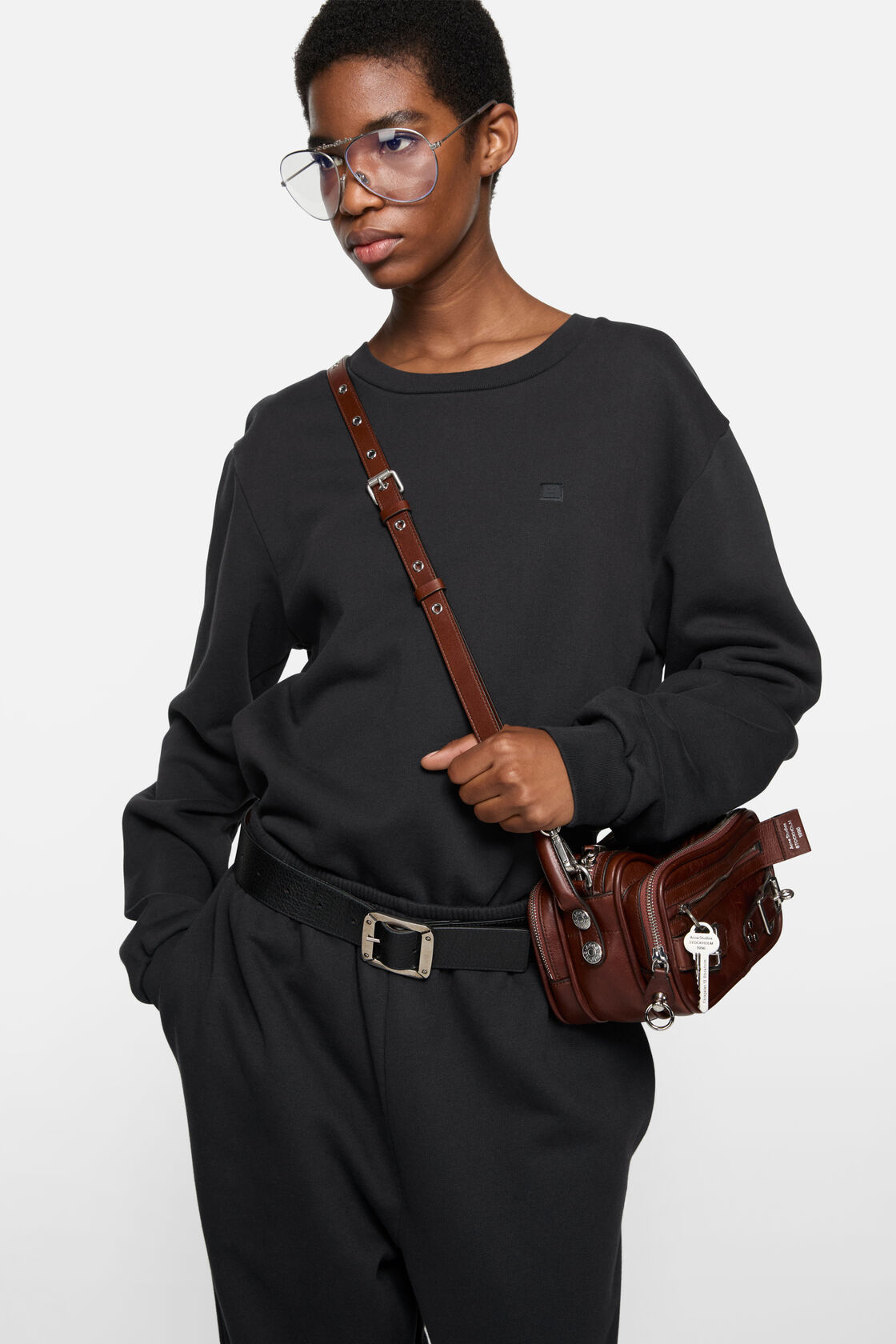 Fleece face logo sweatshirt, Black, 2000x