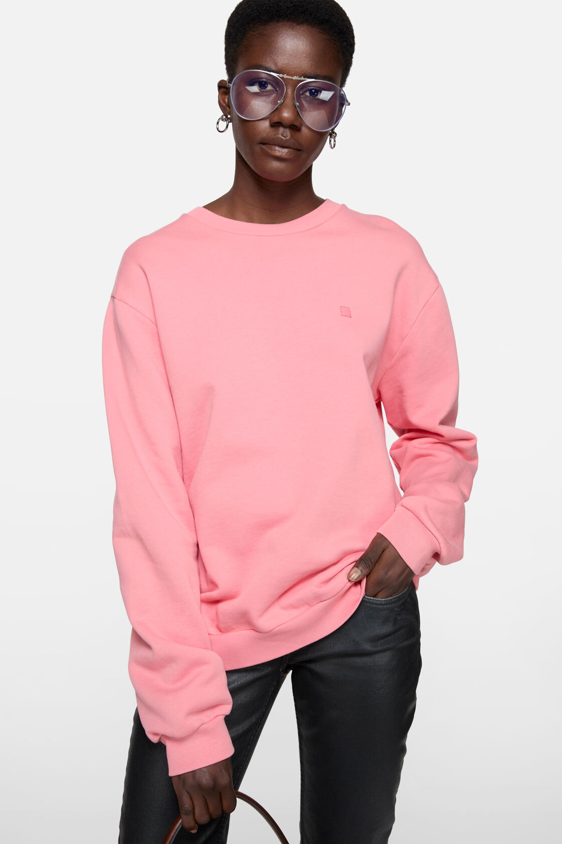 Fleece face logo sweatshirt, Tango pink, 2000x