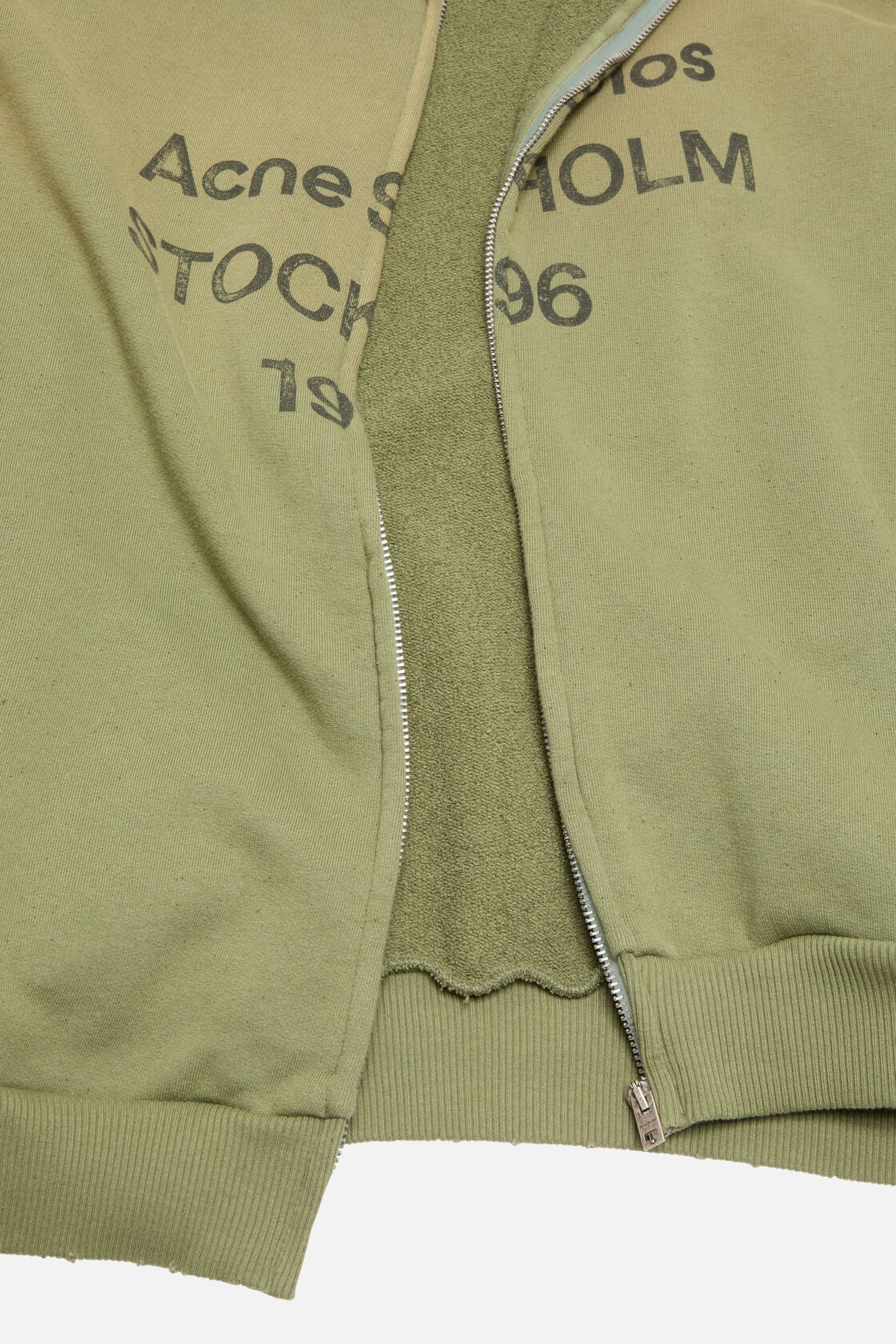 Washed zip-up cardigan, Olive green, 2000x