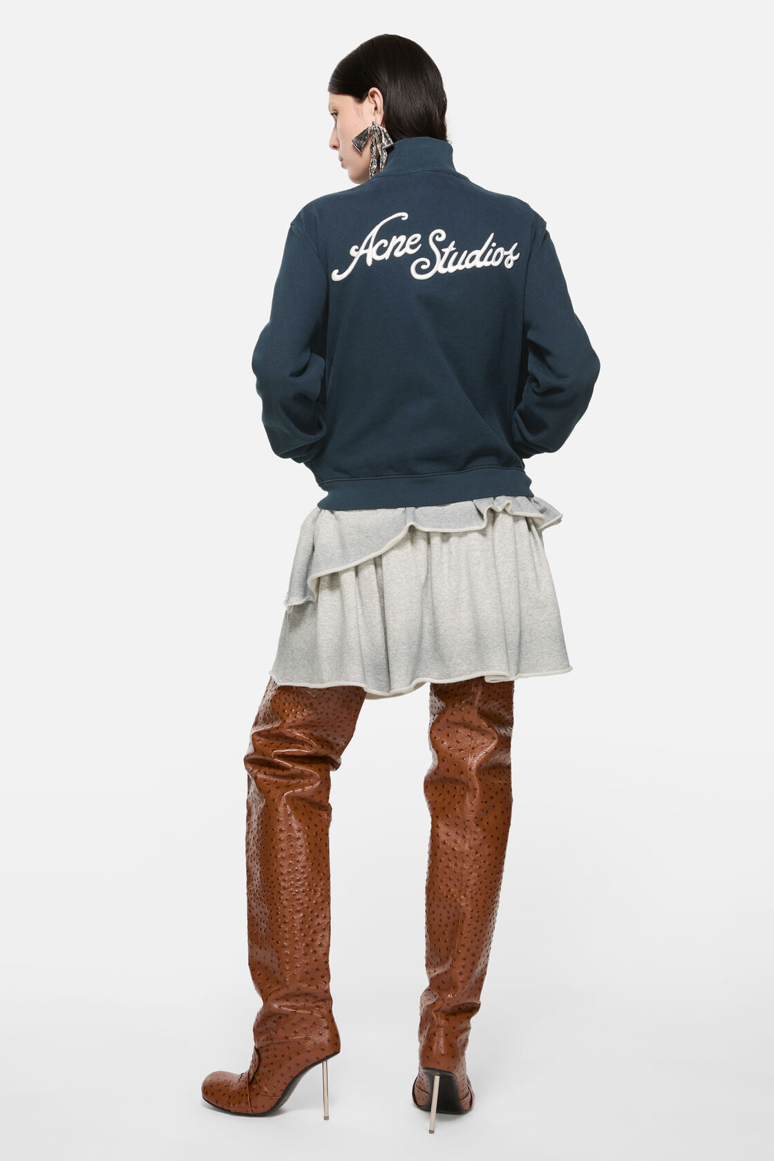 Embroidered logo zip-up cardigan, Deep blue, 2000x