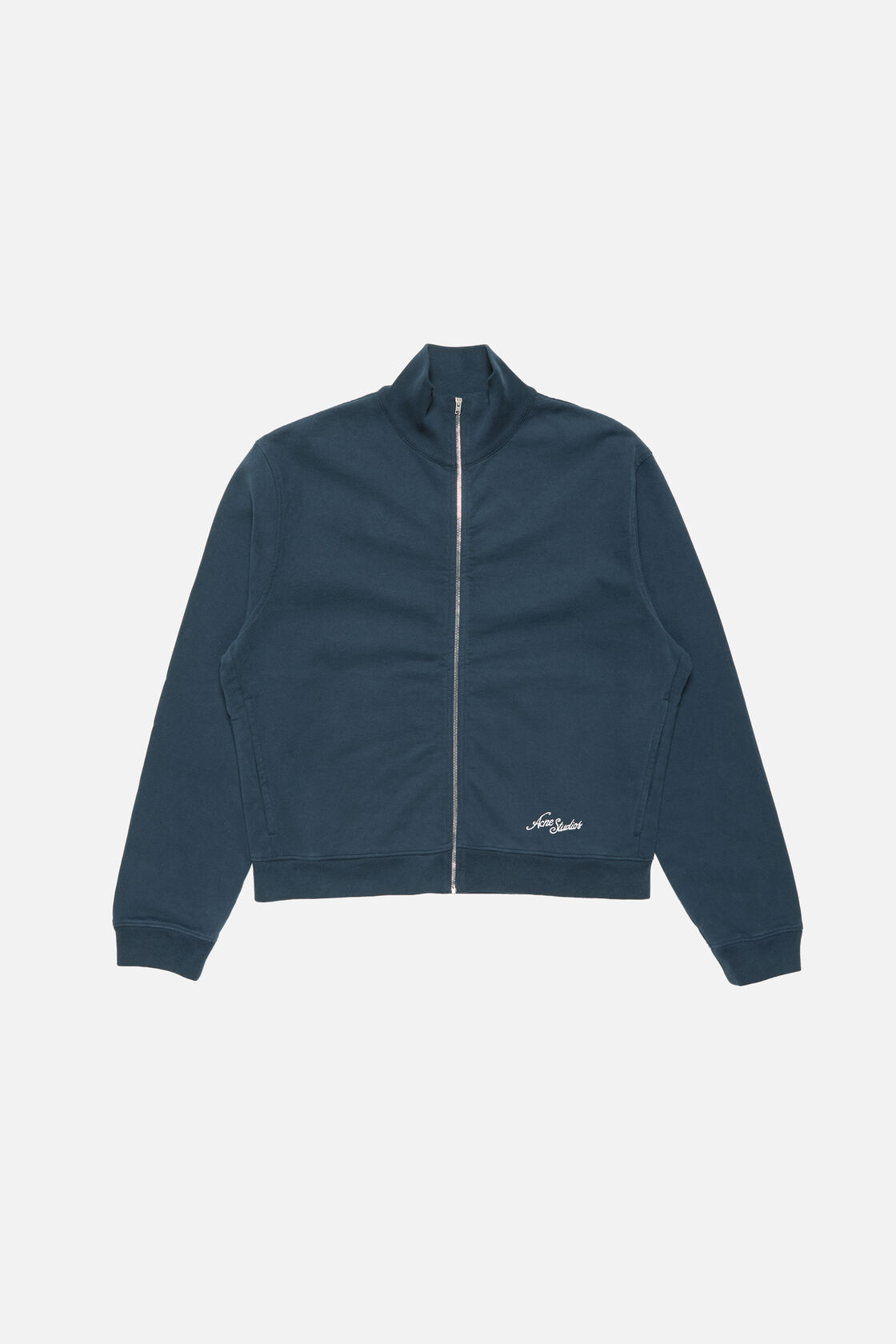 Embroidered logo zip-up cardigan, Deep blue, 2000x