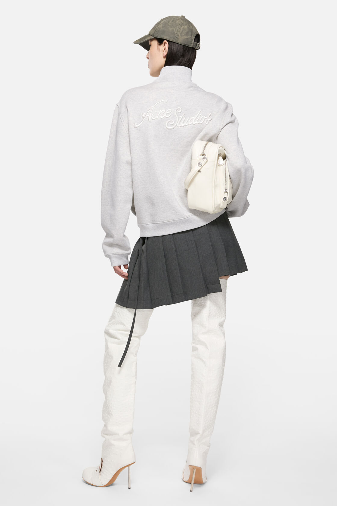 Zip-up sweatshirt, Pale Grey Melange, 2000x