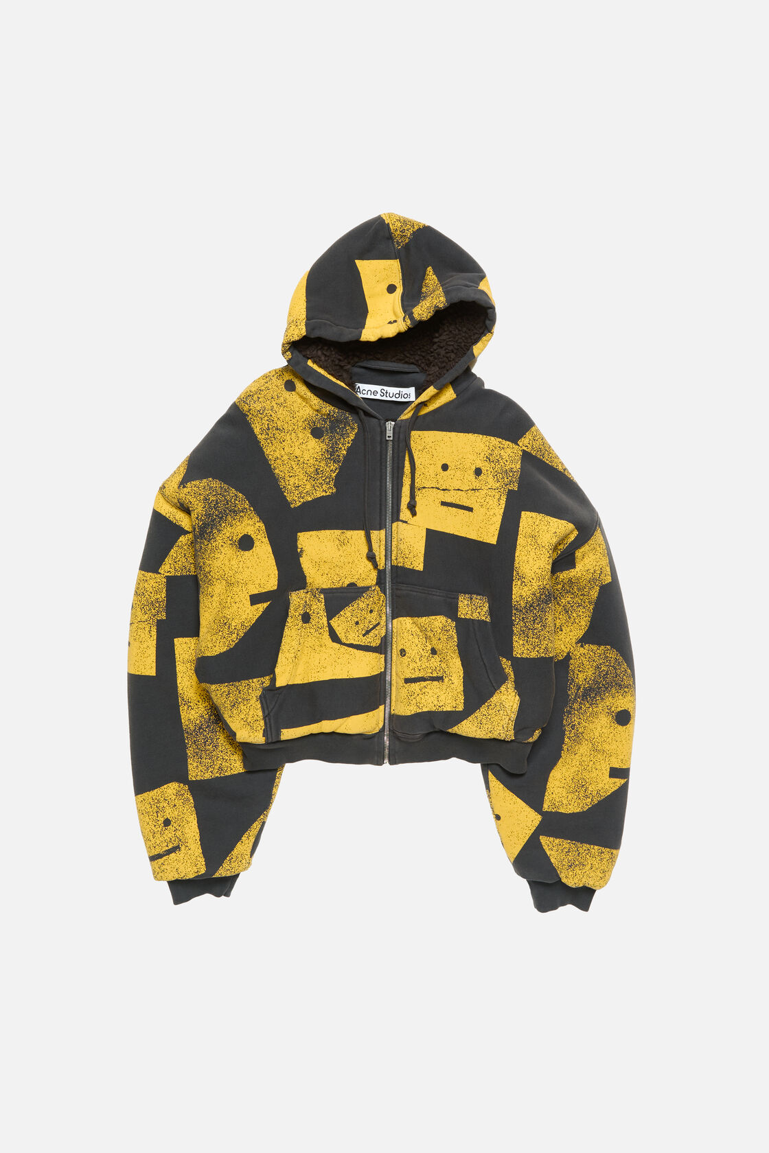 Face zip-up hoodie, Faded black, 2000x