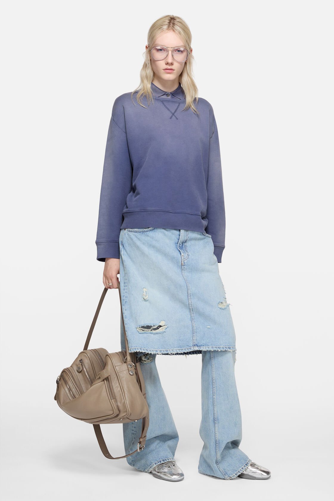 Sprayed logo sweatshirt, Navy, 2000x