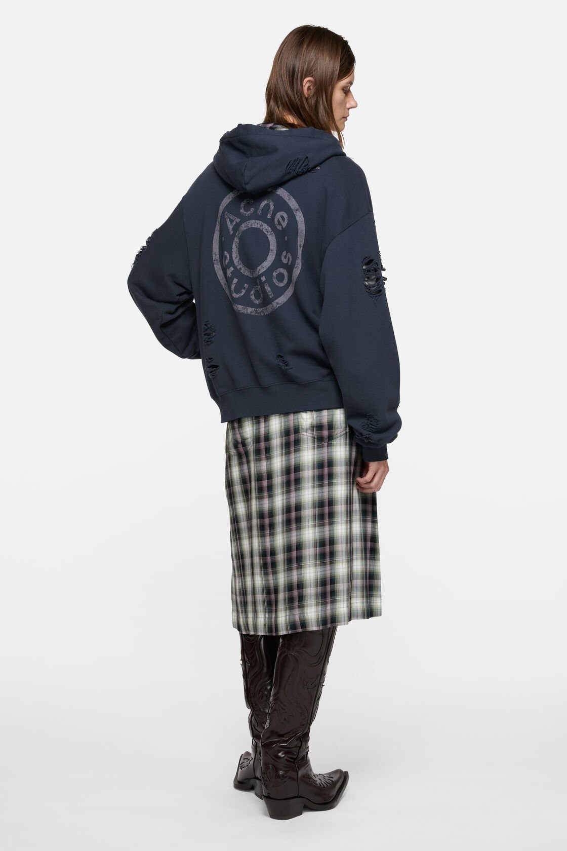 Distressed logo hoodie, Dark navy, 2000x