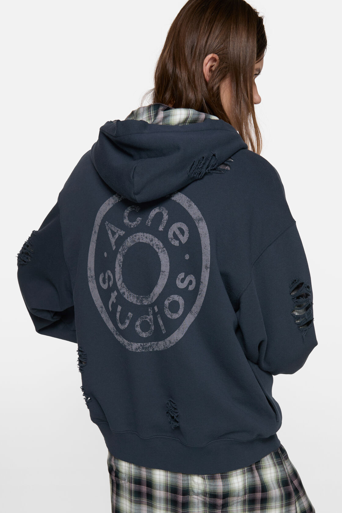 Distressed logo hoodie, Dark navy, 2000x