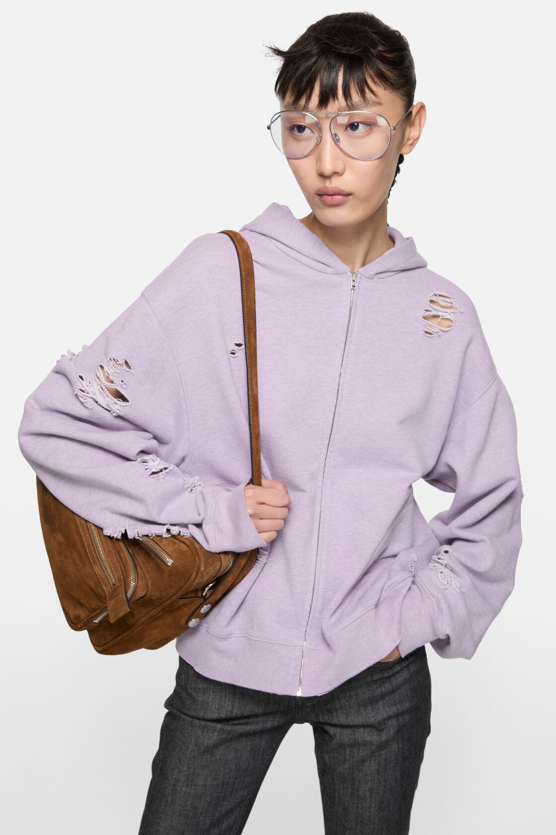 Distressed logo hoodie, Faded purple, 2000x