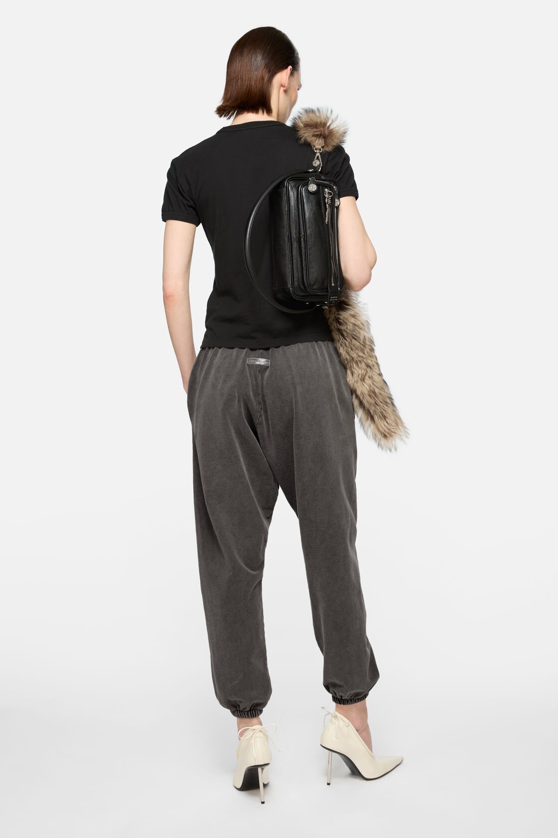Washed fleece sweatpants, Faded black, 2000x
