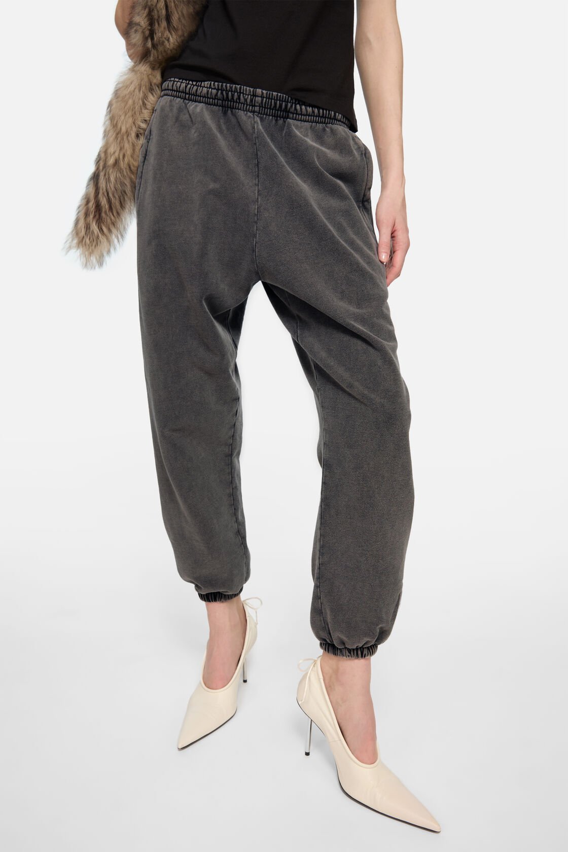 Washed fleece sweatpants, Faded black, 2000x