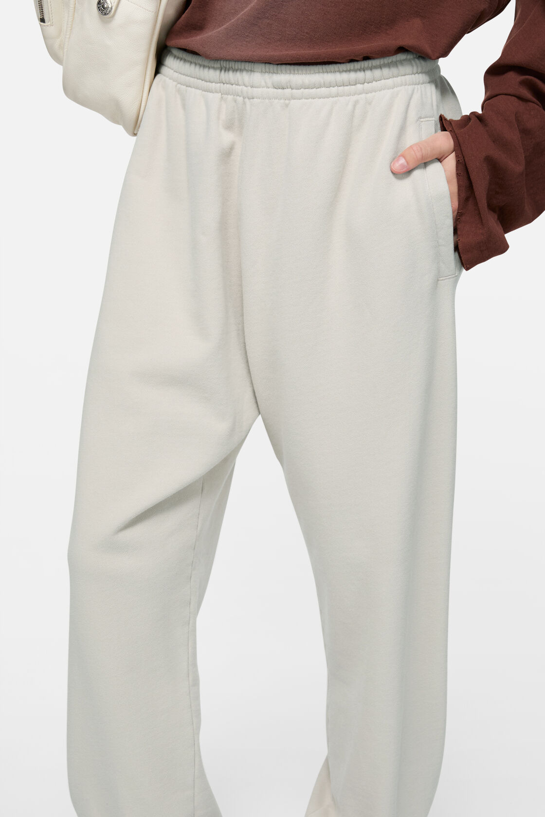 Washed fleece sweatpants, Light taupe, 2000x