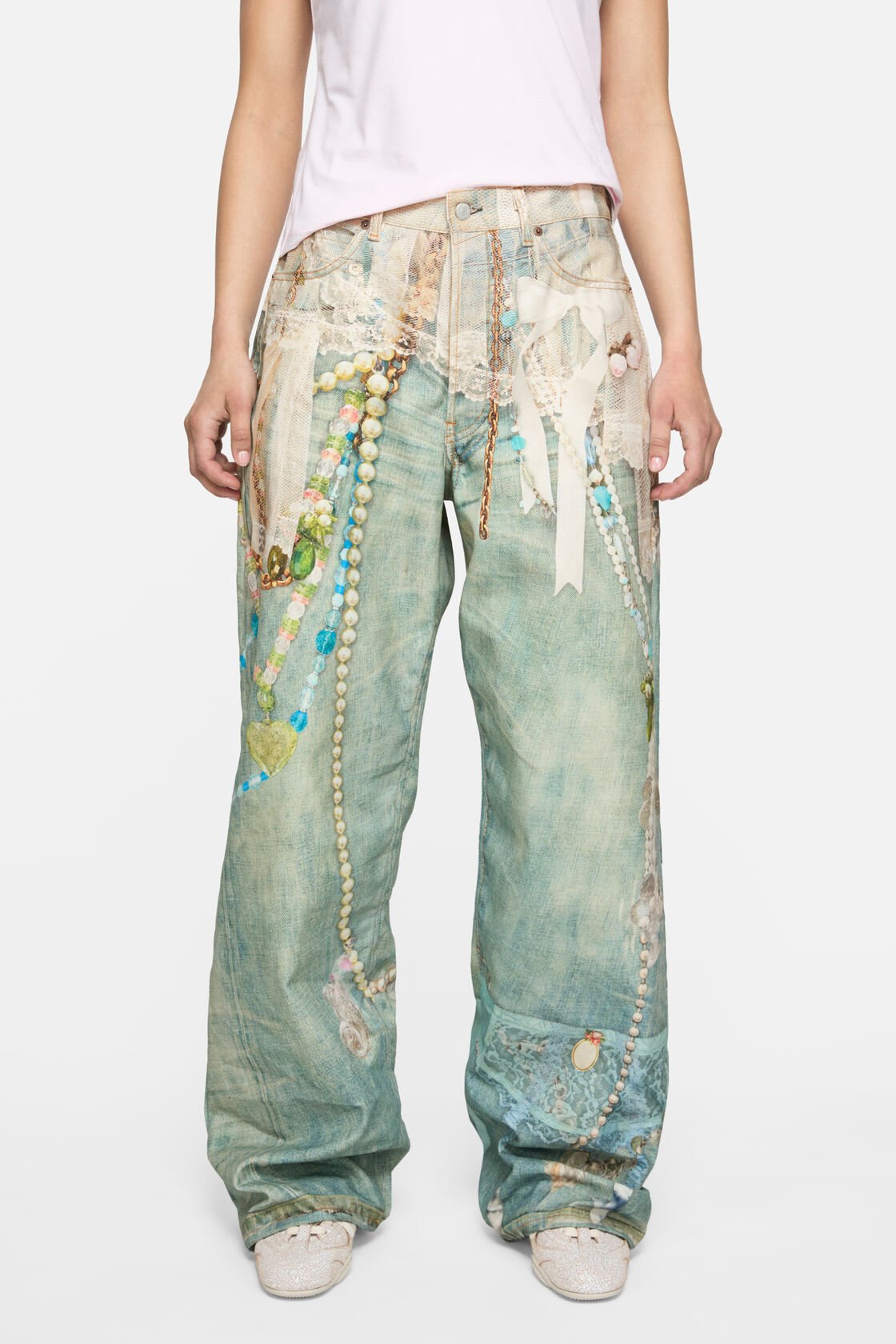 Loose fit jeans - 1981, White/green, 2000x