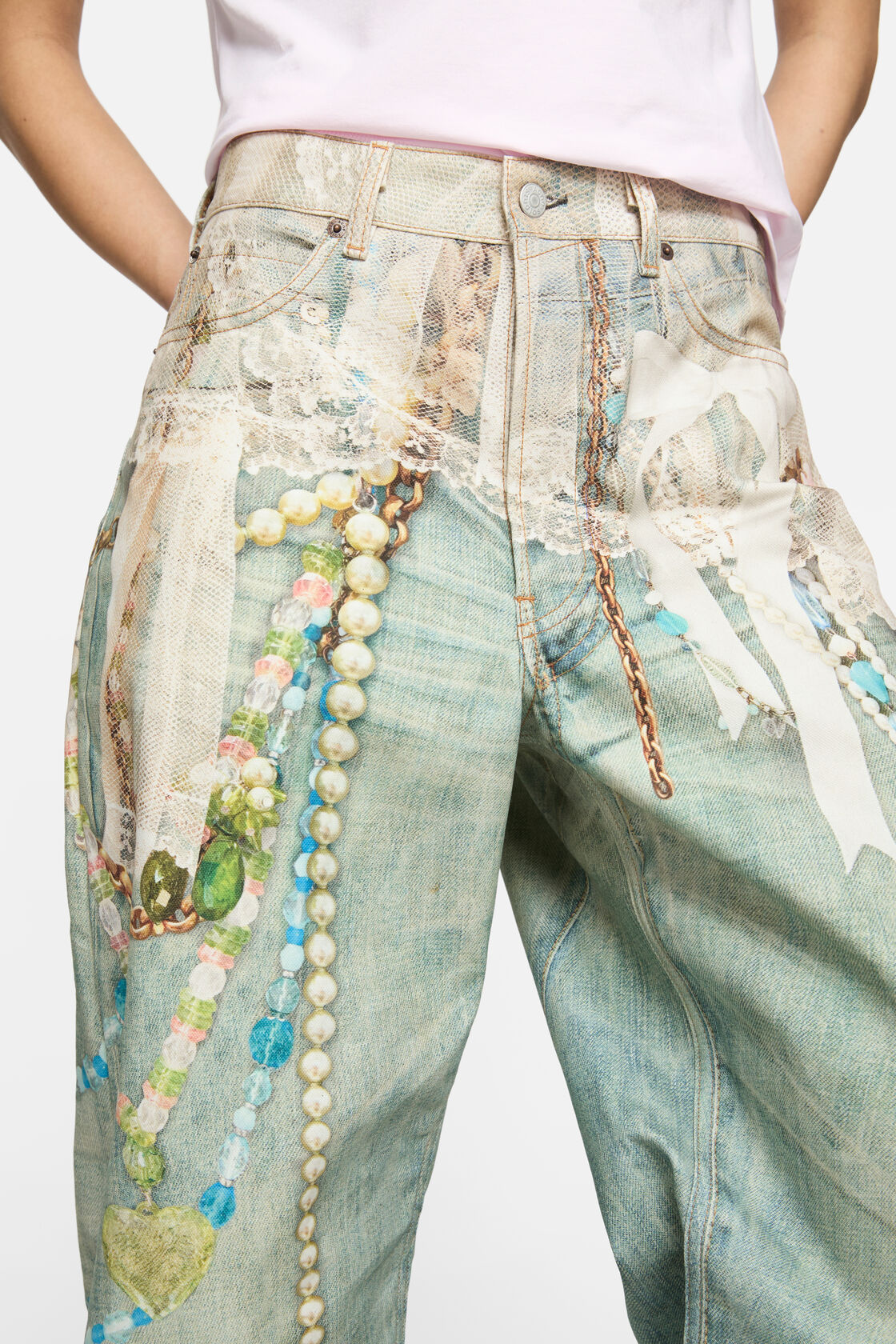 Loose fit jeans - 1981, White/green, 2000x