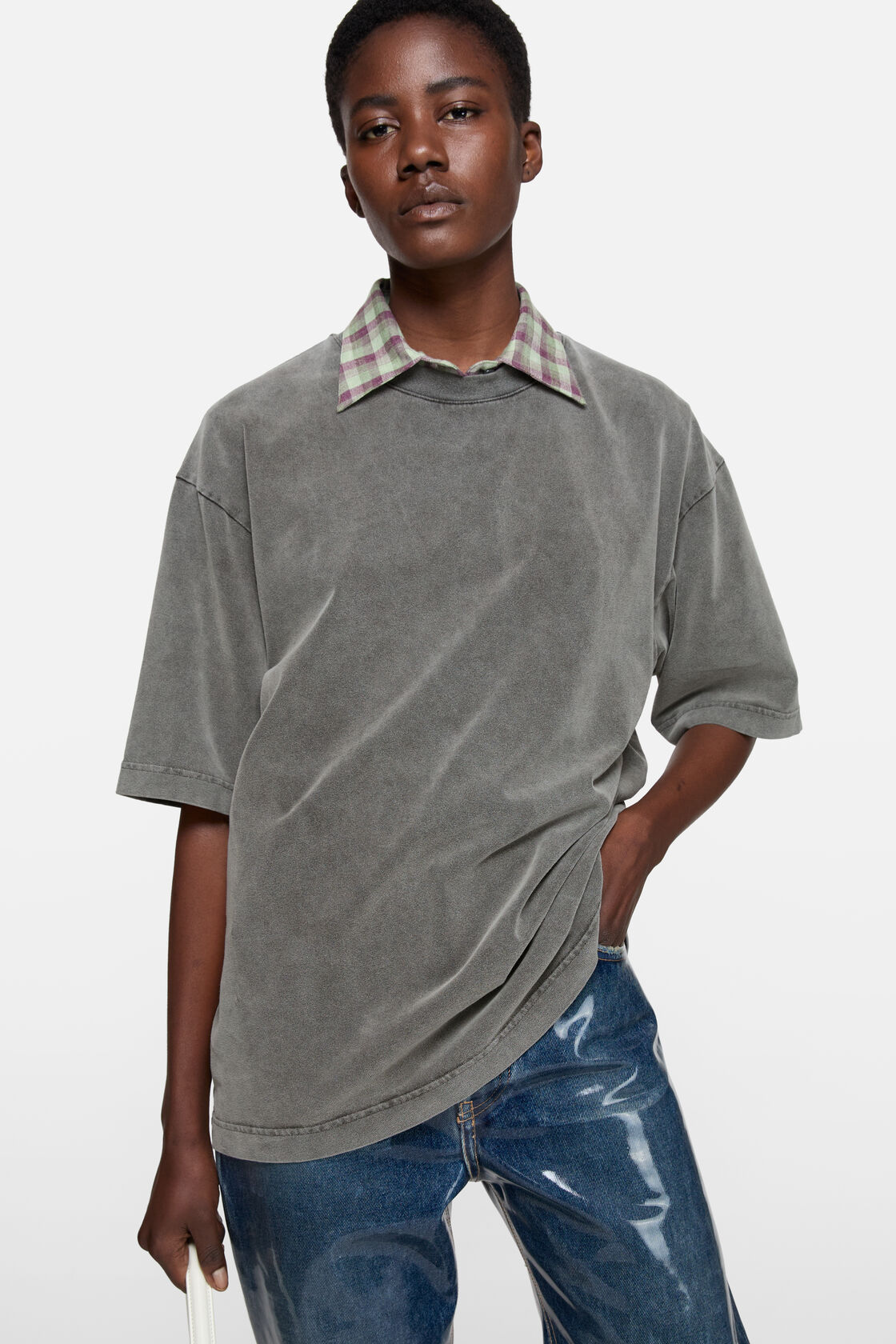 Rubber logo t-shirt, Faded black, 2000x