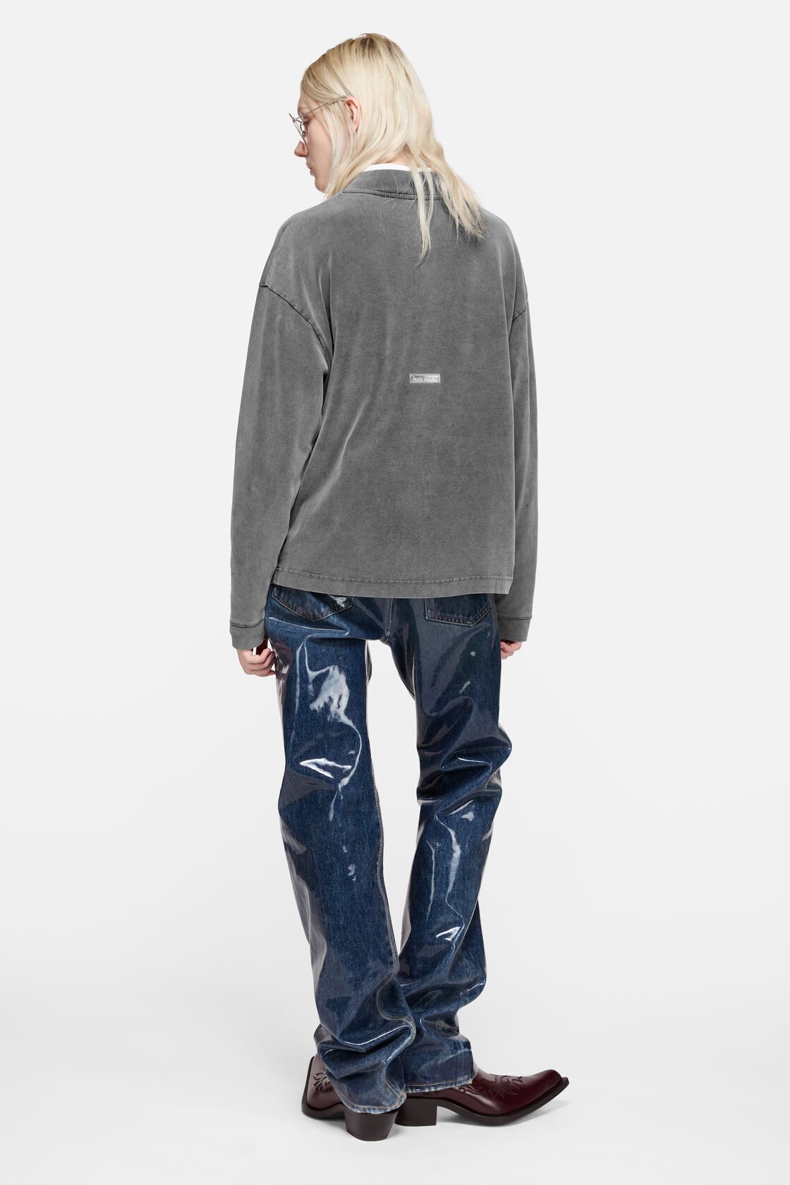 Relaxed rubber logo t-shirt, Faded black, 2000x