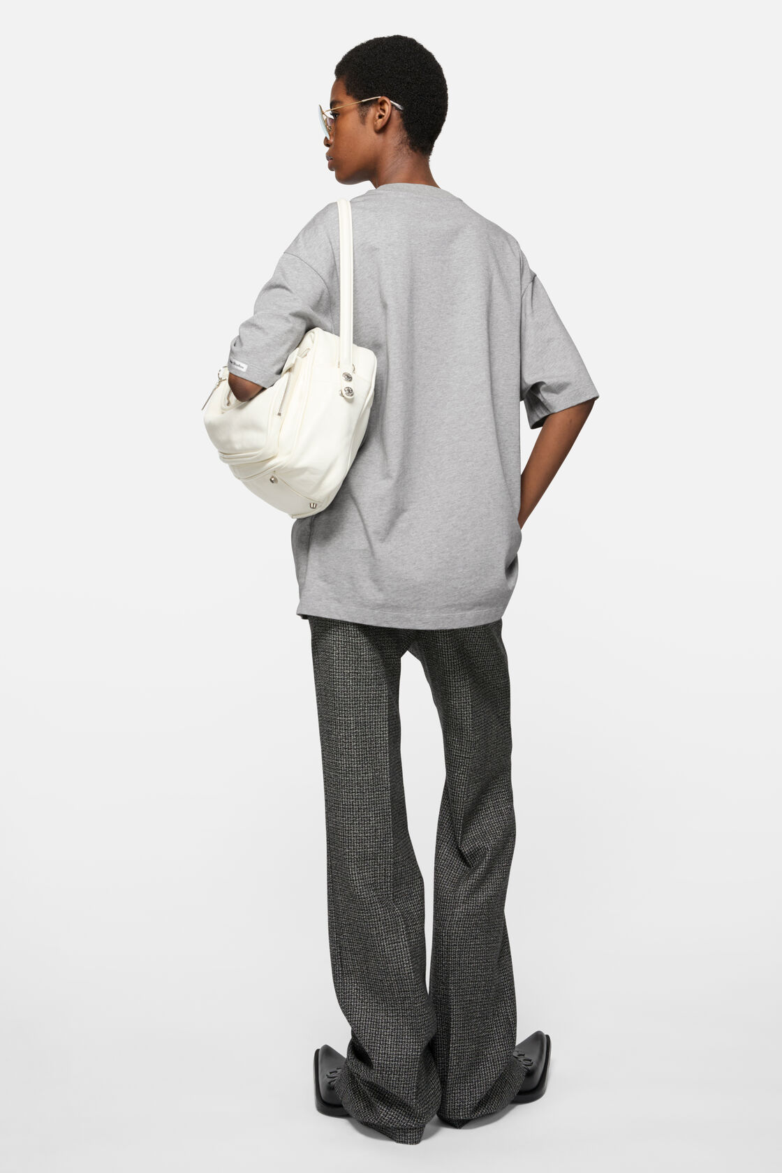 Satin logo t-shirt - relaxed, Grey Melange, 2000x