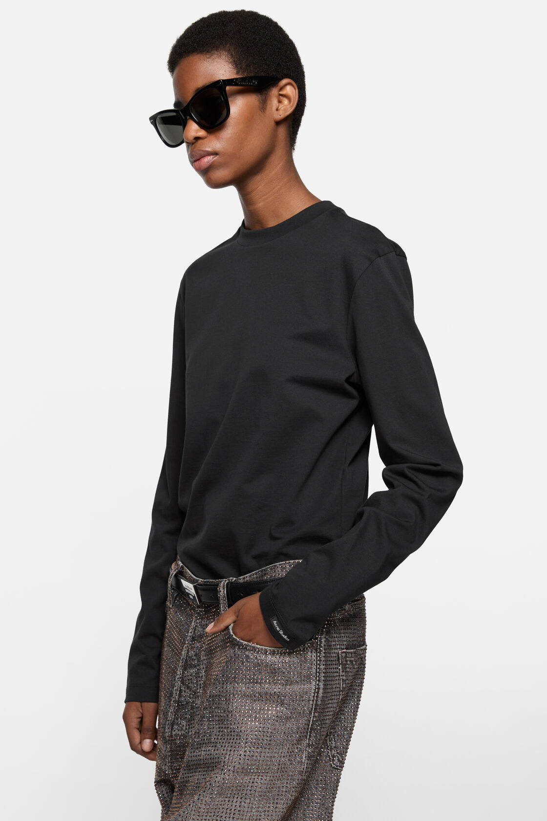 Satin label t-shirt - regular, Black, 2000x